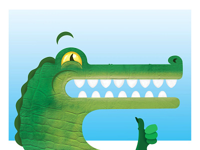 Crocodile Smile alligator animals brand identity character design childrens illustration crocodile cutout dental design digital illustration florida health care illustration scales scrapbook smile texture thumbs up