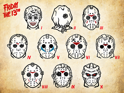 Friday the 13th Killer Icons 80s friday the 13th graphic design hockey horror icons illustrator masks photoshop