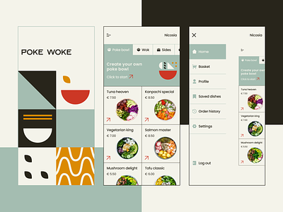 Food delivery app android app app design application branding design ios mobile mosaic pattern ui ux