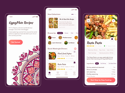 GypsyPlate Recipes app app cook cooking food gypsy makeevaflchallenge mobile mobile app recipe recipes ui ux