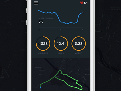 Healthy analytics dashboard flat health ios iphone mobile quantified self sketch ui