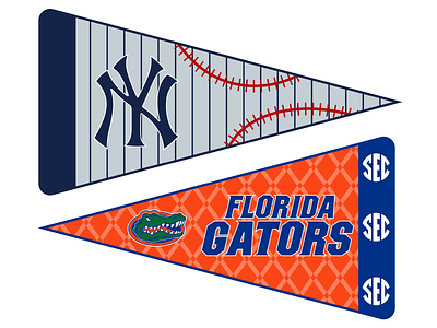 Pennant for favorite sports team adobe illustrator branding design florida gators ny weekly warm up yankees