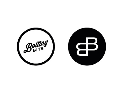 BoltingBits logo b black and white circle design frame graphic letters ligatures logo logotype monogram music