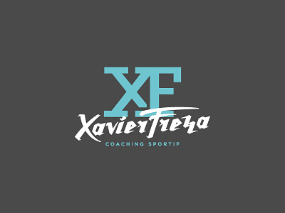 XF Coaching Sportif Logo blue branding brush coaching grey lettering logo monogram radical sport xf