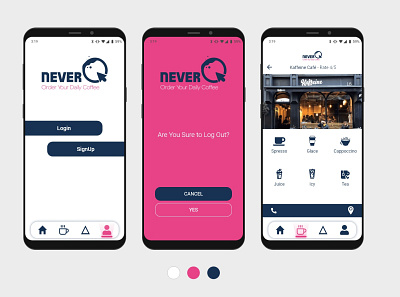 NEVER-Q adobe xd app design coffeeshop delivery app flat design mobile app uiux uiux design user experience user interface