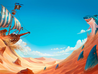 Desert Shark 2d 2d art character design characters environment environment design game art slot game slot game art slots