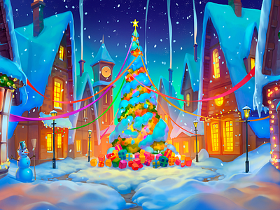 Christmas Gift Rush 2d 2d art 2d character character art character design characters environment design game art slot game art slots