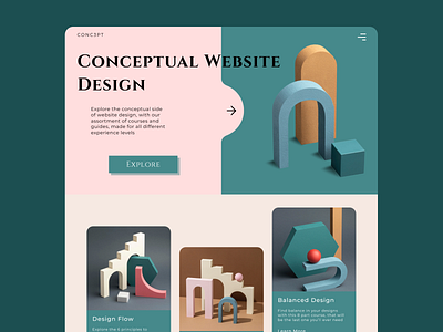 Conc3pt website 3d design graphic design ui website