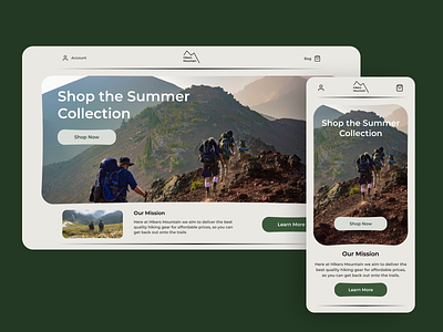 Hikers Mountain Clothing and Gear branding clean ui design graphic design ui website
