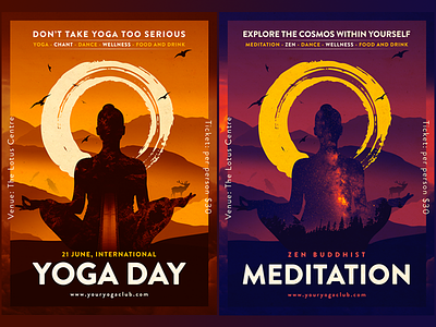 Printable Yoga and Meditation posters / flyers mandala meditation meditation banner meditation poster yoga yoga banner yoga event yoga flyer yoga poster yoga wellness zen zen buddhism