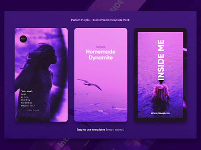 Social Media Template Pack - Purple Instagram story