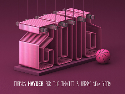 Happy New Year! 3d invite new year thanks type