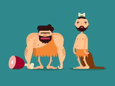 Caveman 2d character caveman flat illustration vector