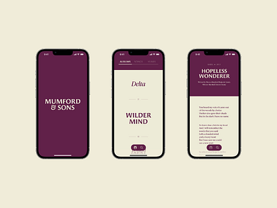 Mumford & Sons app interface mobile mobile app mobile design music typography ui uiux userinterface ux
