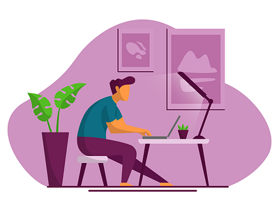 work from home flat illustration