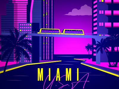 Miami design illustration miami usa vector