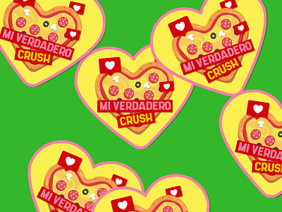 Mi verdadero crush design ecuador frutaris graphic design illustration pizza sticker vector