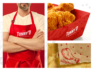 Tonny'D Ribs, Chicken & Pulled Pork brand branding chicken design fast food fried chicken kitchen logo red branding redesign restaurant stars logo typography logo