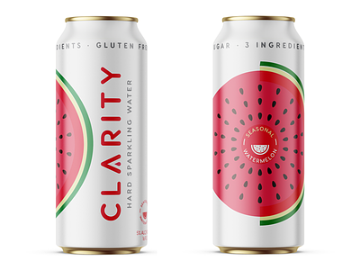 Clarity Hard Sparkling Water Watermelon Seasonal beer can beer can design consumer branding consumer goods cpg hard seltzer limited edition pack design package design packaging packaging design