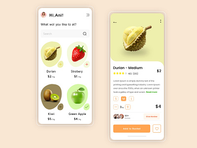 Fruits Buying app ui design