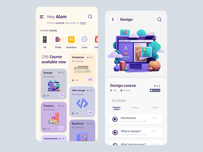 Online learning education app ux ui concept