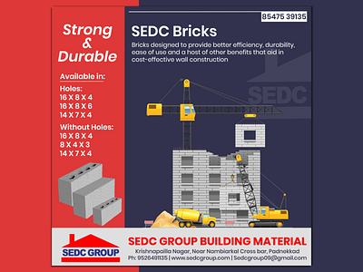 SEDC Bricks Poster branding construction design kasargod sedcgroup