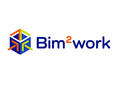 bim2work PMS branding building information model colourfull concept design illustration installation technic logo revit software two parties working together