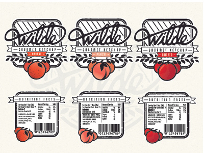 Wilde Labels hand lettering hand lettering home made homemade jam ketchup natural orange peach tomato wilde