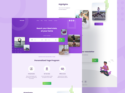 Yoga trainer online session booking booking clean creative fitness landing landing page modern theme trainer ui uiux web design yoga