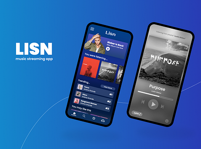 Lisn - Music App UI app app concept app ui app ui design minimal music app streaming app ui ui ui design