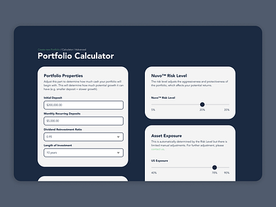 Portfolio Investment Calculator app blue branding dailyui dailyui 004 design fintech material ui startup