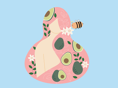 Avocado girl adobe illustration adobe illustrator avocado avocados bee design digital illustration flat design flatdesign girl illustration vector design