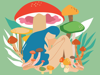 mushrooms. adobe illustration adobe illustrator art design digital illustration flat design flatdesign girl illustration mushrooms vector vector design