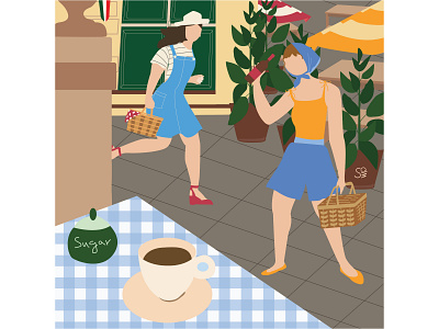 Picnic time! character design city illustration cityvibe flat design flat illustration flatdesign girlillustration girls illustration picnic summertime vector vector design