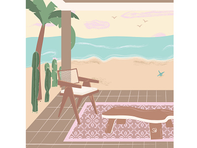 Beach Vibe beach calming chair digital illustration flat design flat illustration flatdesign furniture illustration summer vector design