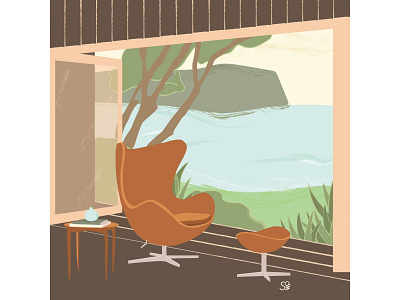 EGG chair beach beachday chair digital illustration eggchair flat design flatdesign furniture homeinspo illustration interiordesign vector vector design
