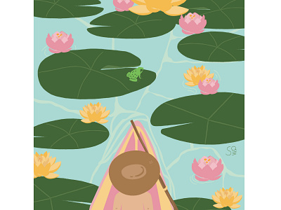 Water lily adobe illustrator calming digital illustration flat design flat illustration flatdesign illustration pond summer vector design waterlily