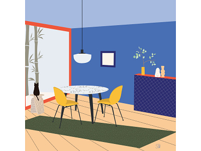 dining room 2 adobe illustration adobe illustrator digital illustration diningroom flat illustration furniture homedesign homeinspo illustration interior design interior designs vector design