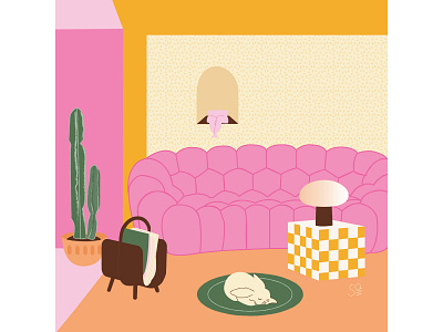 creamy creamy home adobe illustration adobe illustrator bubblesofa creamy digital illustration flat illustration flatdesign furniture illustration interior design interiors livingroom pink vector design