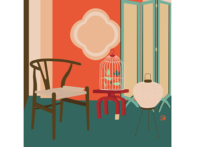 wishbone chair adobe illustration adobe illustrator digital illustration flat design flat illustration flatdesign furniture homedesign illustration interior interior design vector design wishbone
