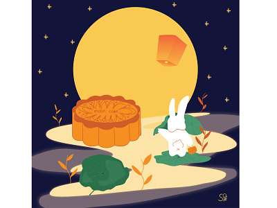 Mid-autumn festival 2020 adobe illustrator chinesefestival digital illustration festival flat illustration flatdesign illustration mid autumn festival moon mooncake rabbit vector design vectorartwork