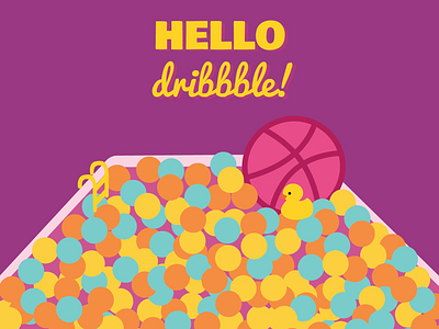 Hello dribbble! adobe illustrator ball ball pit children fun hello dribbble hellodribbble illustration kid kids playground pool rubber duck vector design