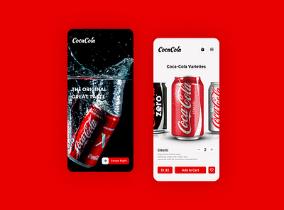 Coca Cola App Design 3d adobe xd android app android app design android app development animation app design application branding design graphic design illustration iphone 11 pro logo motion graphics ui