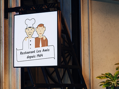 Restaurant Les Amis branding design logo mockup restaurant