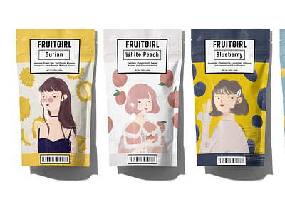 Four-flavour tea set blueberry commercial illustration design durian illustration lemon photoshop tea tea bag white peach