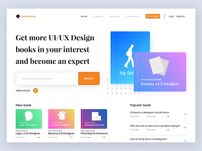 #Exploration - Hero Section to Find UI/UX Design books book clean design system exploration herosection illustration responsive ui uidesign uiux webdesign