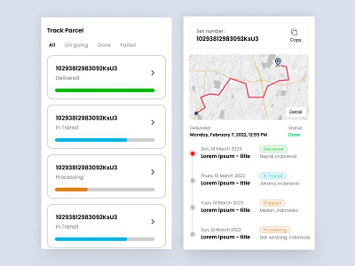 Track Parcel - App app clean courier delivery interface location minimalist mobile parcel product shipment app truck ui design ui tracking