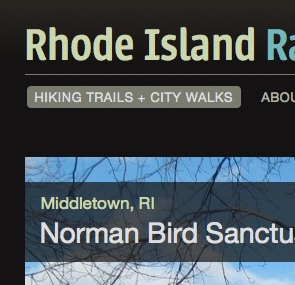 RIR trail page top-left hiking logo navigation rhode island ri trails typekit