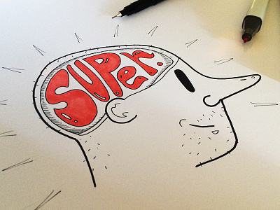Think Super brain character drawing film head illustration red sketch think video