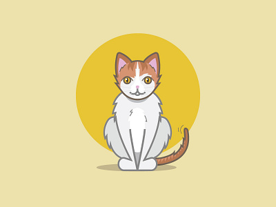 Turkish Van animal brown cat feline illustration pet vector white yellow